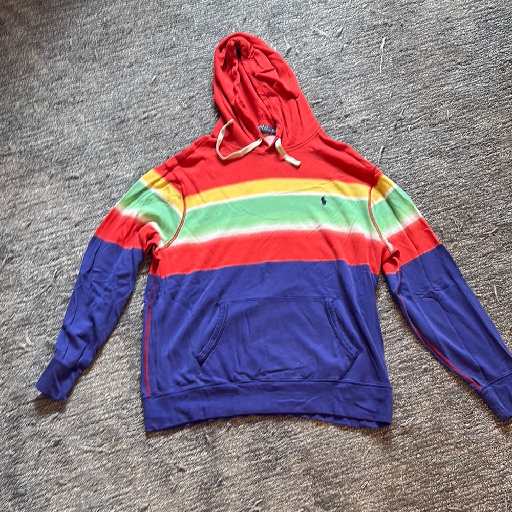 Polo by Ralph Lauren Red and Green Color-Block Hoodie